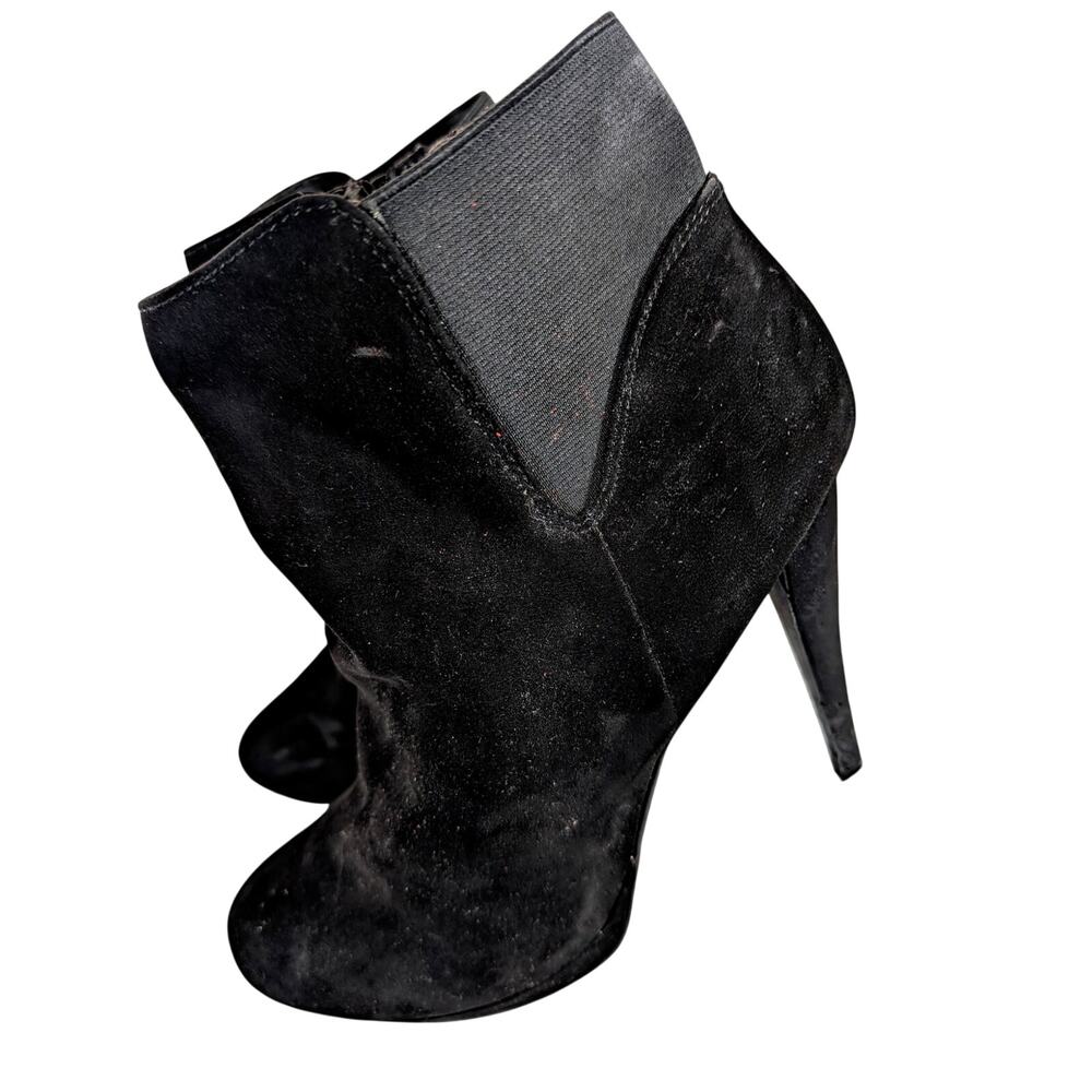 THALIA SODI! BLACK VEGAN SUEDE LEATHER PLATFORM, STILETTO ANKLE BOOTS! SZ 10M
